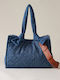 Borbonese Leather Women's Bag Shoulder Blue