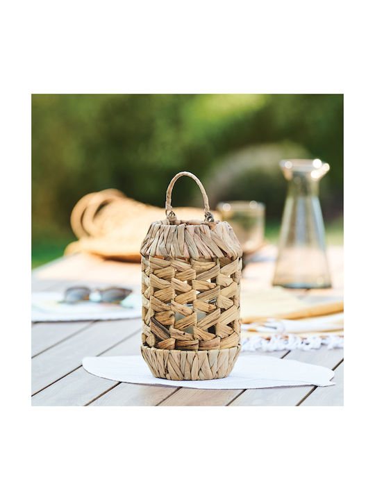 Atmosphera Hya Φαναράκι Ψάθινο Επιτραπέζιο Μπεζ 16x16x25εκ.