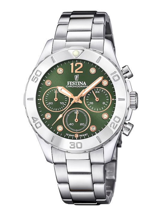 Festina Γυναικείο Ρολόι 39mm Χρονογράφος Μπαταρ...