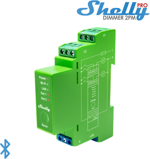 Shelly 2pm Dimmer Dimmer Ράγας WiFi 230V 10A