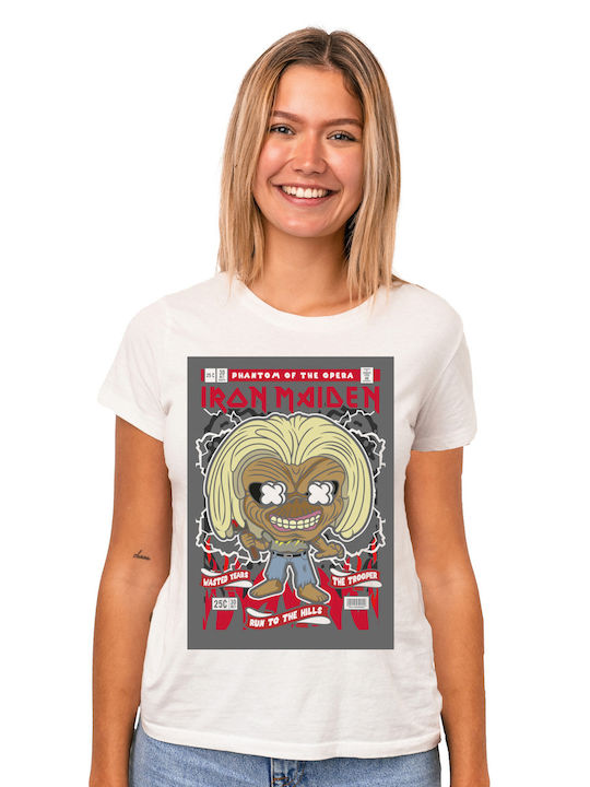 Pop Culture T-shirt Eiserne Jungfrau Weiß