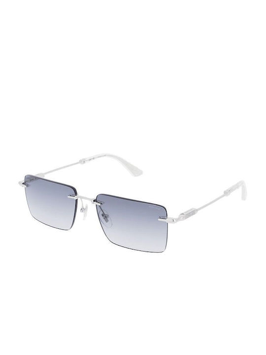 Police Sunglasses with Silver Metal Frame and Blue Gradient Lens SPLP35 0579