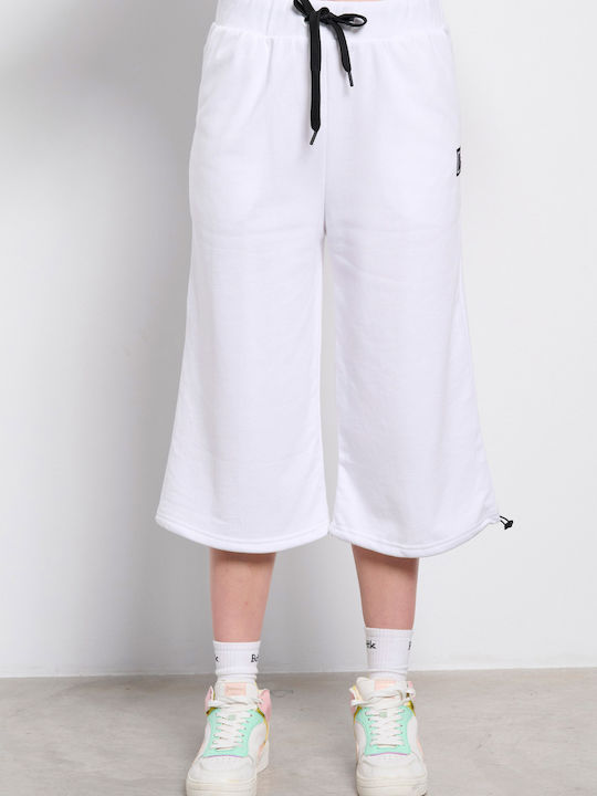 BodyTalk Damen Jogginghosen Capri Hohe Taille Weiß