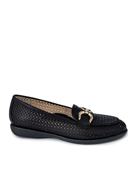 Leder Damen Mokassins in Schwarz Farbe