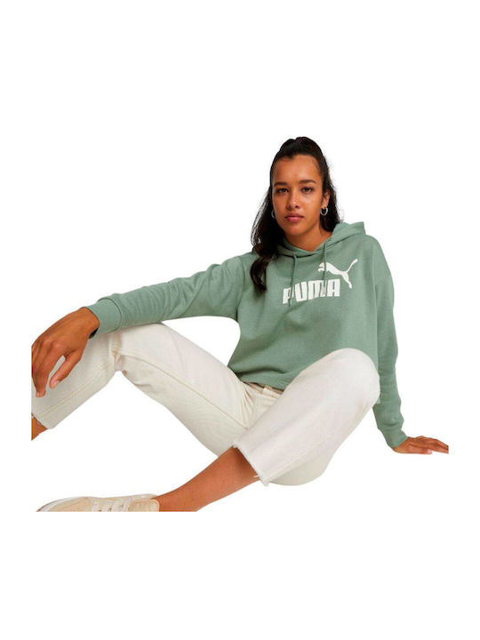 PUMA Logo Cropped Γυναικείο Φούτερ με Κουκούλα ...