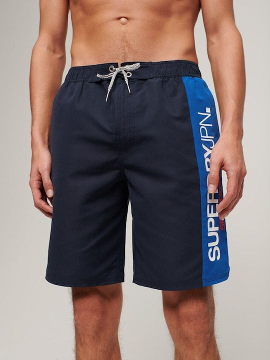 M D2 Men's Swimwear Bermuda Navy Blue with Patterns