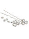 Metal Hairpin Clover Decorated with Stones