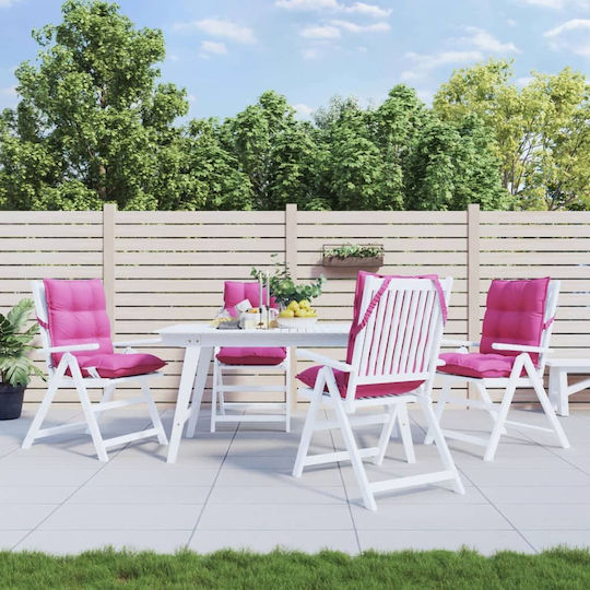 vidaXL Waterproof Garden Chair Cushion with Backrest Pink 4 Pieces 50x100cm