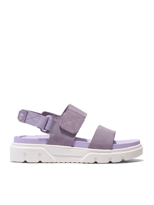Leather Women's Flat Sandals Anatomic in Purple Color