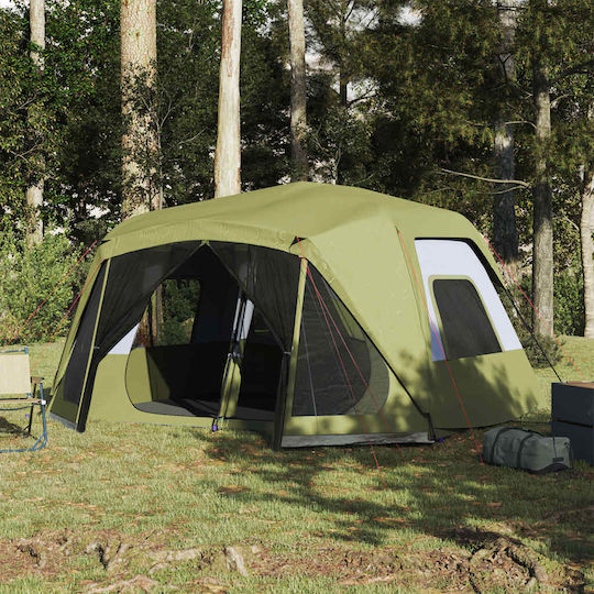 vidaXL Summer Camping Tent Green for 10 People 443x437x229cm