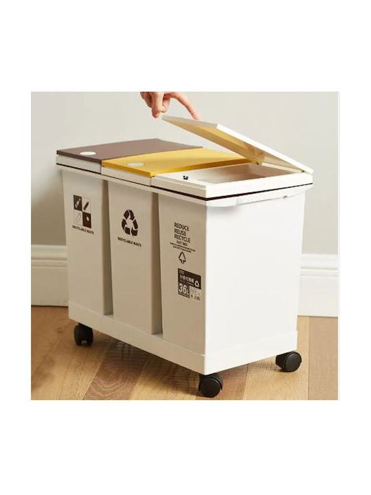 Waste Bin Recycling Plastic with Wheels 51x28x43cm 3pcs