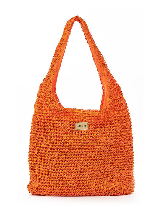 Verde Stroh Strandtasche Orange