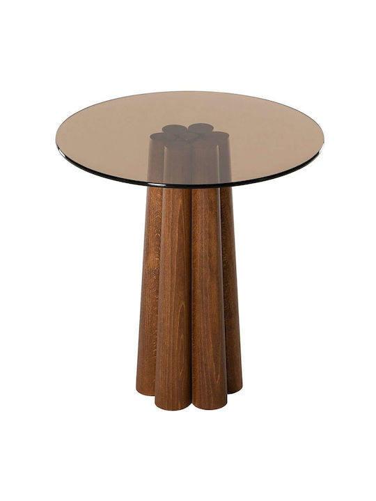 Round Side Table Thales made of Solid Wood Bronze-walnut L50xW50xH50cm