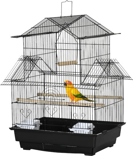 Pawhut Κλουβί Πτηνών Bird 50.5x41x63εκ. Μαύρο