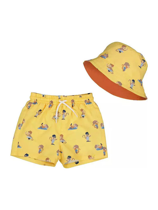 Mayoral Kids Swimwear Swim Shorts with Hat Yellow