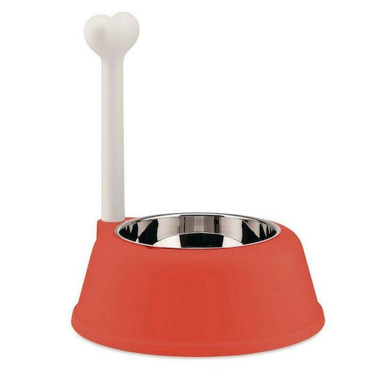 Dog food container Lupita Ammi02 Ro 1500ml Φ32cmx37cm Silver-red Alessi