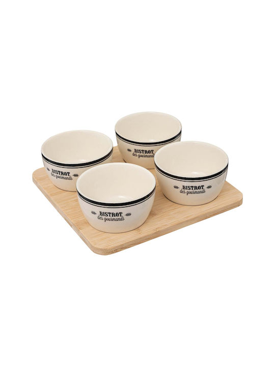 Atmosphera Bistrot Κεραμική Ορντεβιέρα 4 Θέσεων Λευκή Π22xΜ22xΥ6.3cm 5τμχ