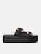 Sandale Casual Damă Flatforme Din Piele Negru