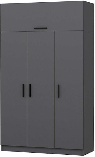 Minar Τρίφυλλη Ντουλάπα 135x52x235cm Anthracite Minar Τρίφυλλη Ντουλάπα 135x52x235cm Anthracite