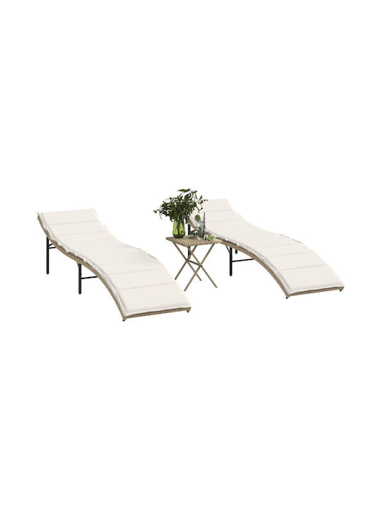 Set Outdoor Lounge Beige with Pillows 2pcs