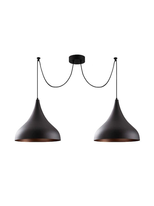 Opviq Pendant Light Two-Light for Socket E27 Black