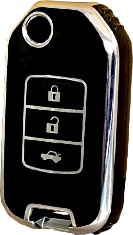 Car Key Cover Case made of with 3 Buttons for Honda in Black Color