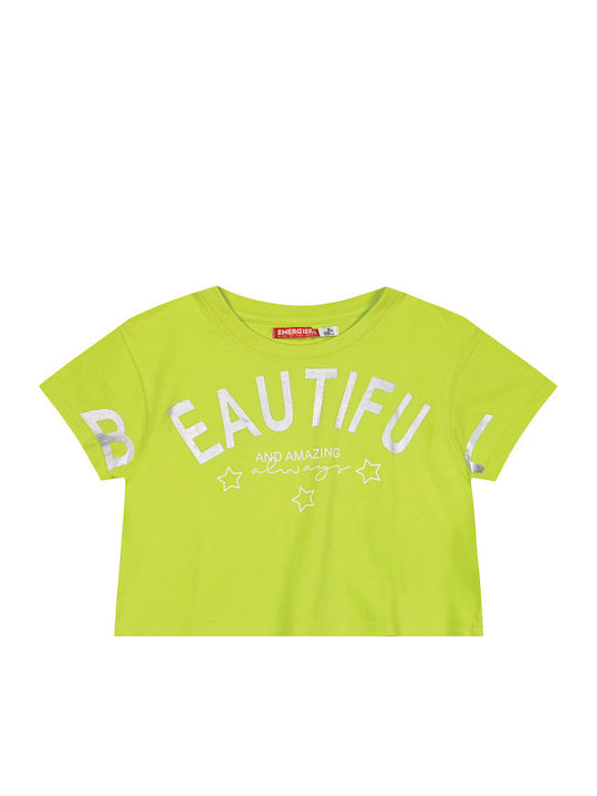 Kids' Crop Top Short Sleeve Lime Green