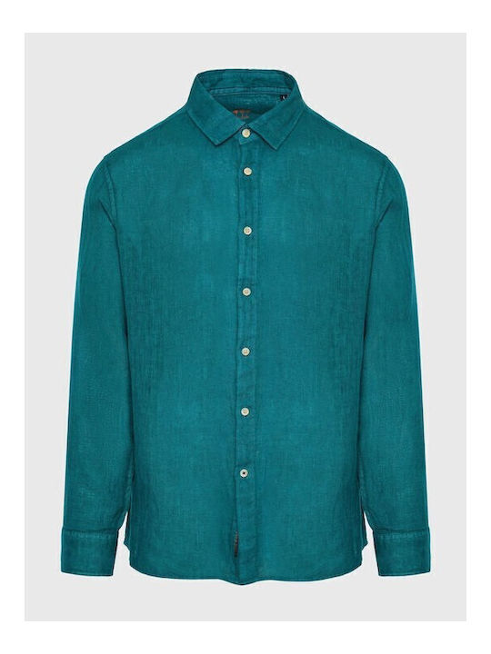 Funky Buddha Λινό Πουκάμισο Deep Teal Funky Buddha Λινό Πουκάμισο Deep Teal