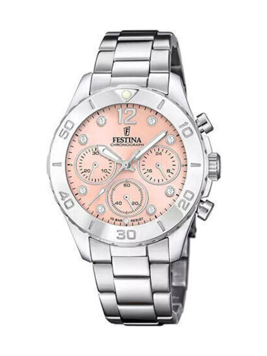 Festina Γυναικείο Ρολόι 39mm Χρονογράφος Μπαταρ...