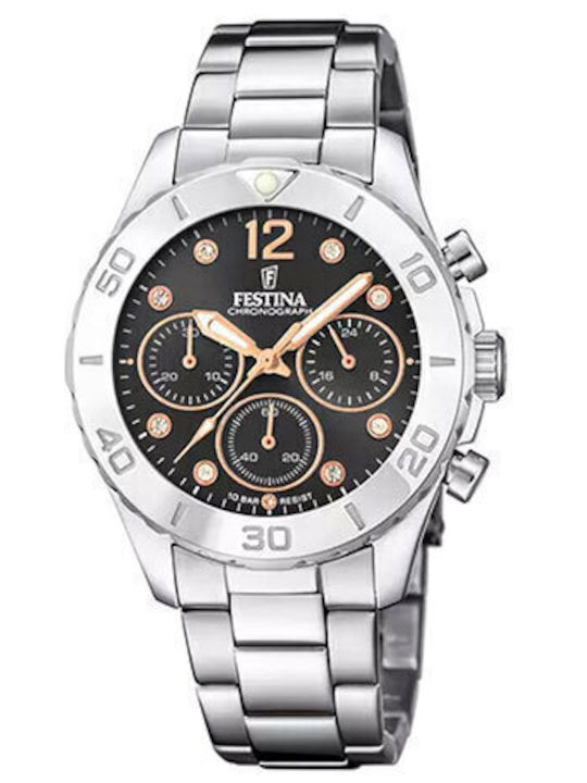 Festina Γυναικείο Ρολόι 39mm Χρονογράφος Μπαταρ...