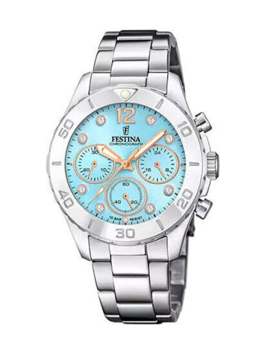 Festina Γυναικείο Ρολόι 39mm Χρονογράφος Μπαταρ...