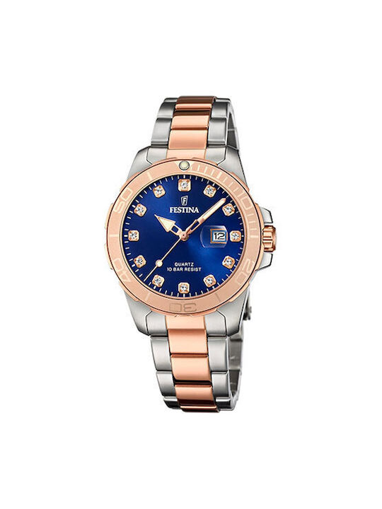 Festina Watch with Pink Gold / Pink Gold Metal Bracelet