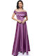 Sommer Maxi Damenkleid für Hochzeit - Taufe Satin Flieder