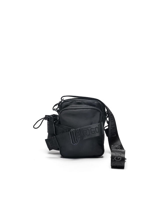 Devergo Fabric Shoulder / Crossbody Bag with Zipper Black 15x8cm
