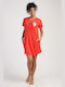Vienetta Secret Summer Cotton Women's Nightdress Red