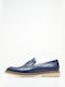 Boss Shoes Leder Herren Mokassins in Blau Farbe