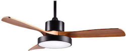 Eurolamp Ceiling Fan 122cm with Light and Remote Control Brown