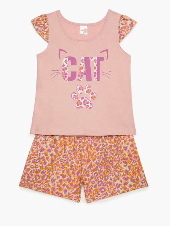 Minerva Детска пижама Лятна Pink Cat Silver Pink