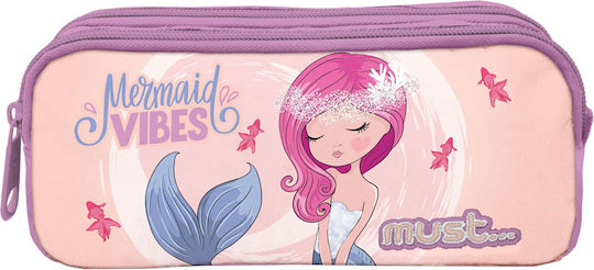 Must Team Energy Mermaid Vibes Pencil Case Barrel with 2 Compartments Pink