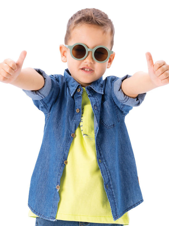 Kinder Hemd Langarm Denim Rot
