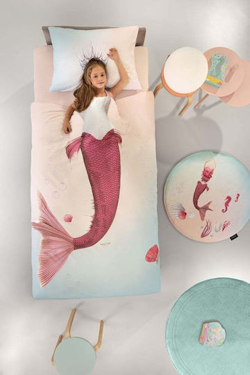 Saint Clair Mermaid Σετ Παιδική Παπλωματοθήκη Μονή με Μαξιλαροθήκη Βαμβακερή Mermaid 160x225εκ.