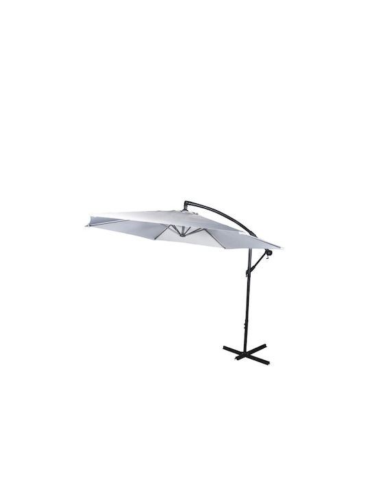 Hanging Circular Aluminum Garden Parasol White Diameter 3m