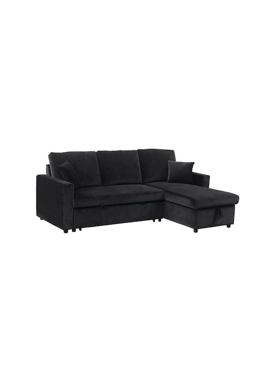 Montreal Corner Microfiber Sofa Bed with Reversible Angle Black 223x146cm