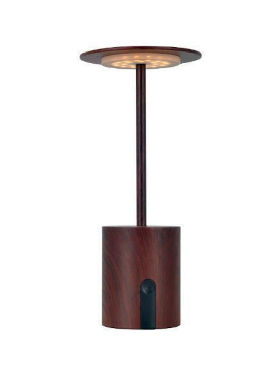 Holz Tischlampe mit Braun Schirm und Basis