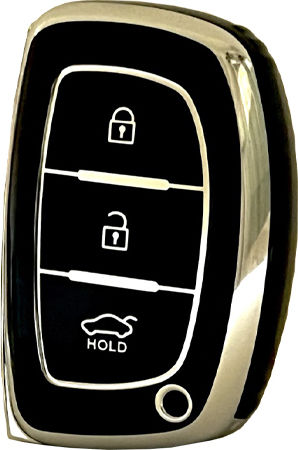 Car Key Cover Case made of for Hyundai in Black Color