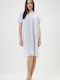 Vienetta Secret Summer Cotton Women's Nightdress White-Blue