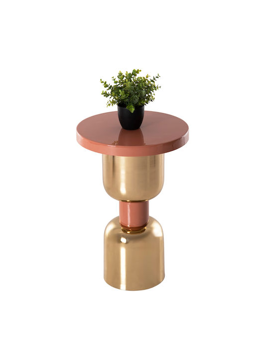 Masă Laterală Rotundă Metalică Roz H60,5xL40xl40 cm