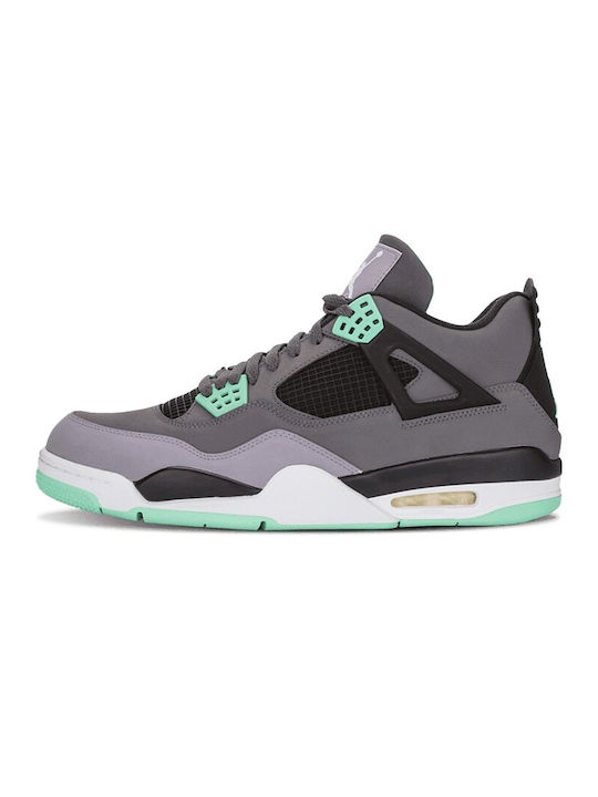 Jordan Air Jordan 4 Retro Ανδρικά Sneakers Dark Grey / Green Glow / Cement Grey / Black