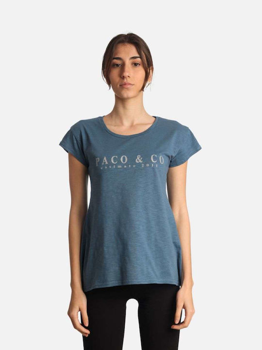Paco Damen Regular Fit T-Shirt 2432035 Blau