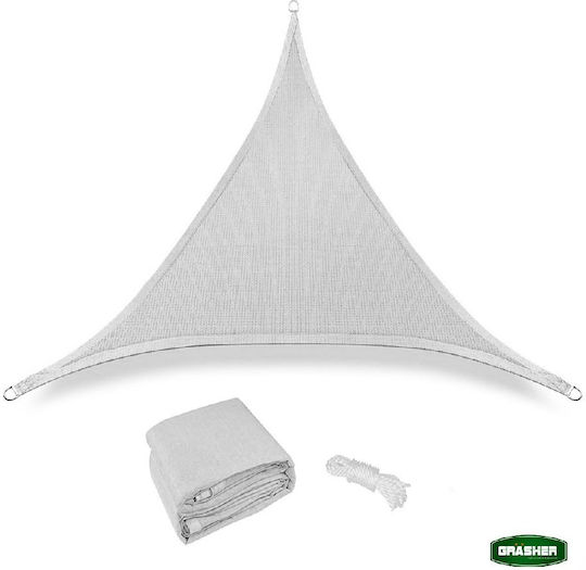Grasher Ε220 Τρίγωνο Πανί Σκίασης Γκρι με Κρίκους 3.6m 180gr/m²